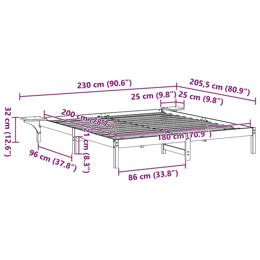 Bettgestell Wachsbraun 180 x 200 cm Wachsbraun